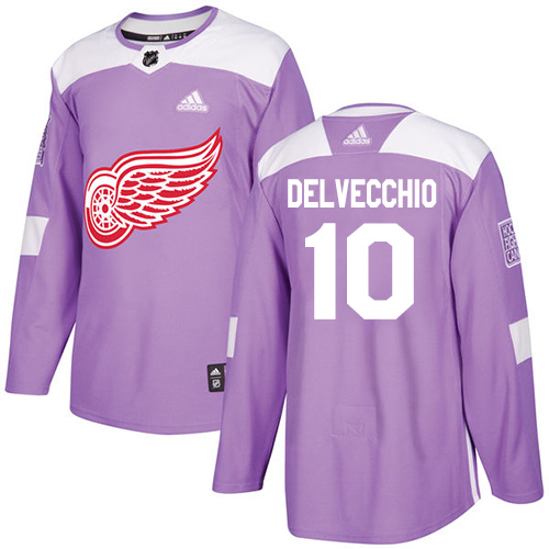 Adidas Red Wings #10 Alex Delvecchio Purple Authentic Fights Cancer Stitched NHL Jersey - Click Image to Close